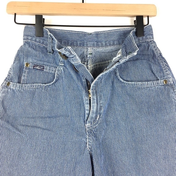 VINTAGE Mom Jean Shorts 80s 90s Ultra High Waist Pinstripe Denim Retro Size 5 - Picture 2 of 7